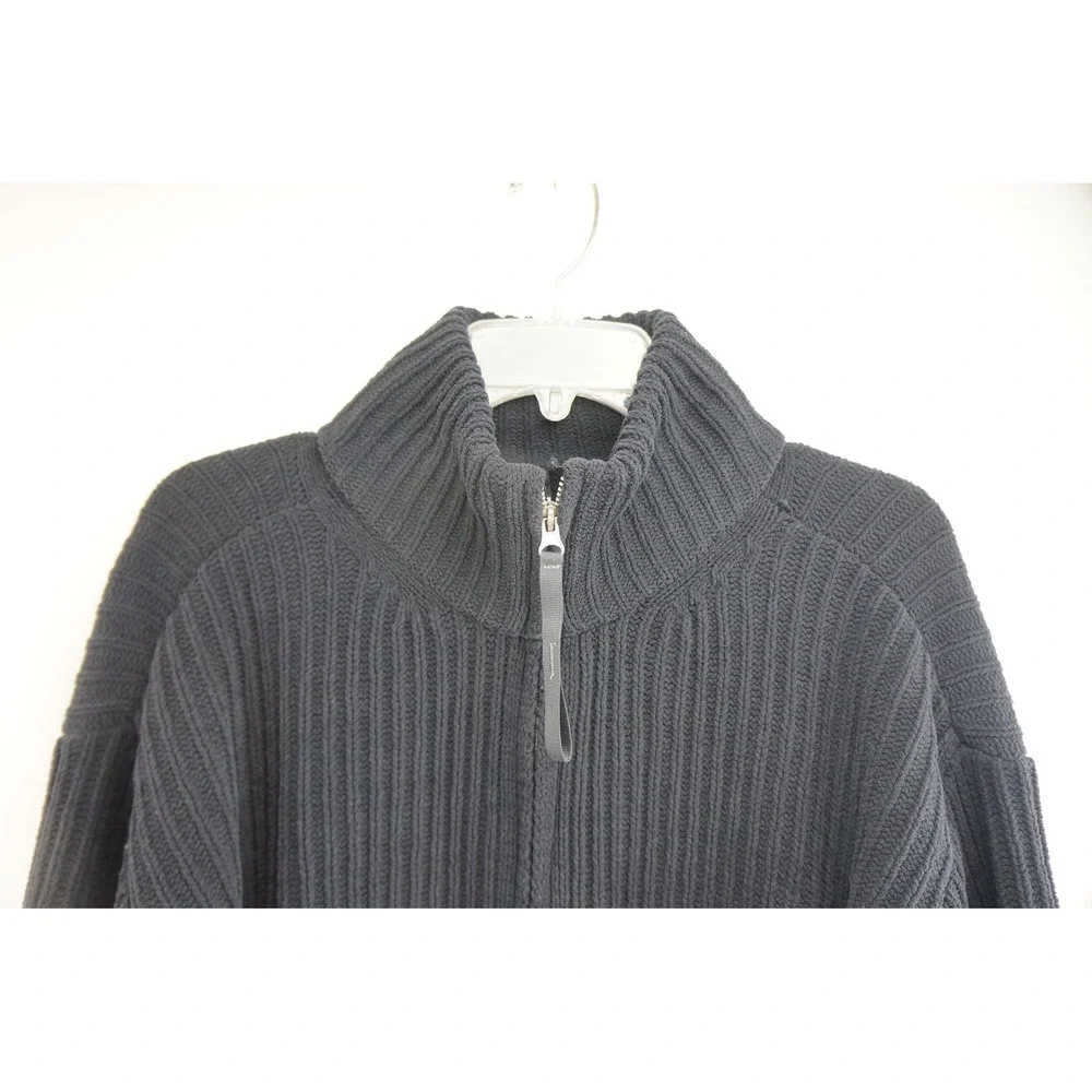 FLX Full Zip Sweater Large Gray Ribbed Mock Neck Pockets Excellent - Picture 3 of 6